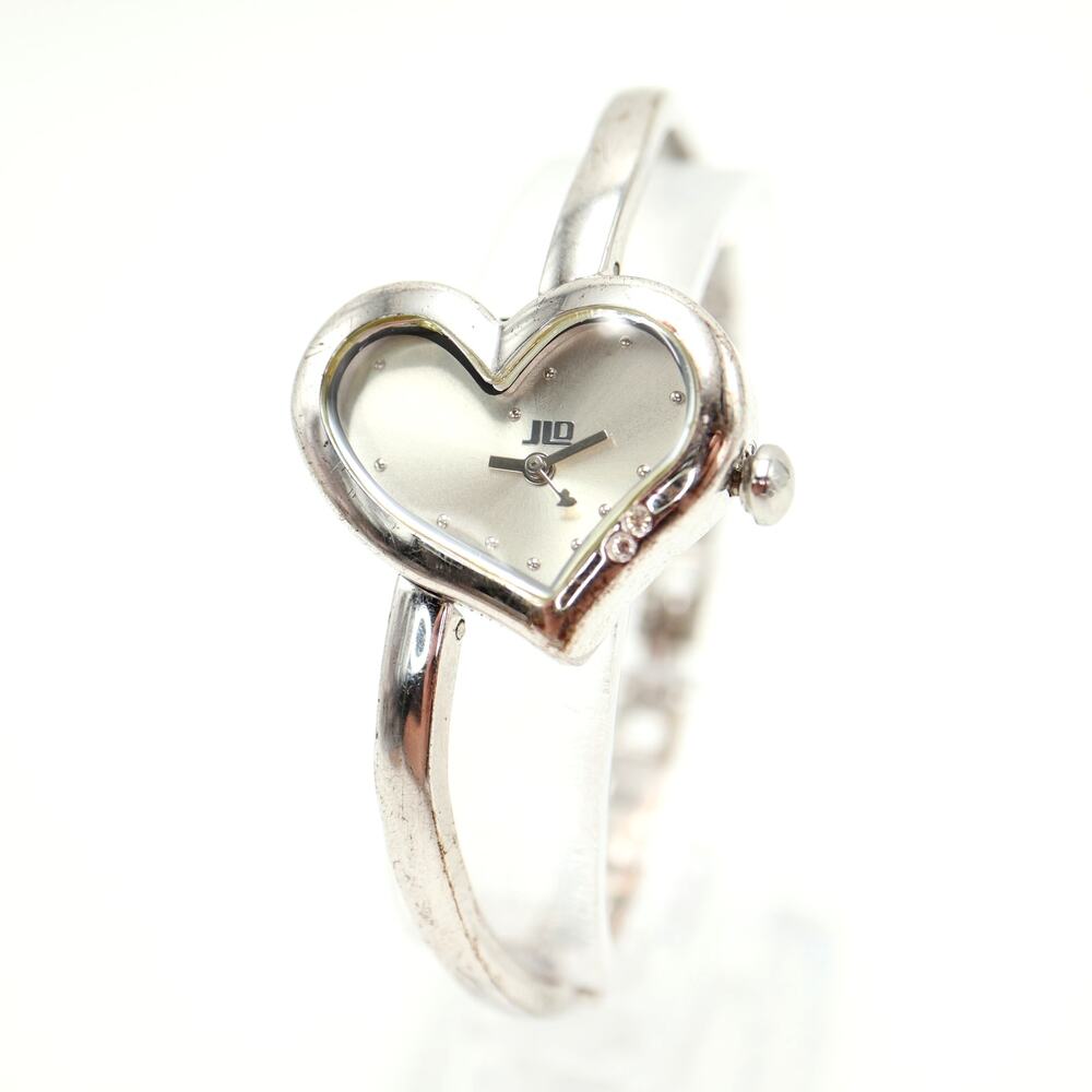 JLO Jennifer Lopez Silver Tone 29mm Heart Dial Watch 6" Bracelet w New Battery